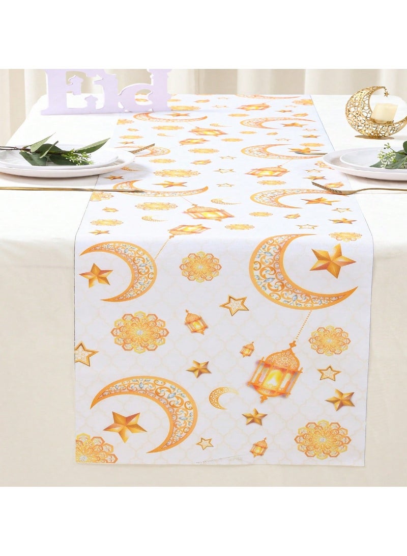 2-PACKS Eid al-Fitr Table Runners, Crescent Lantern Printed Tablecloths, Festive Decorative Placemats 180 * 35cm - Image 3